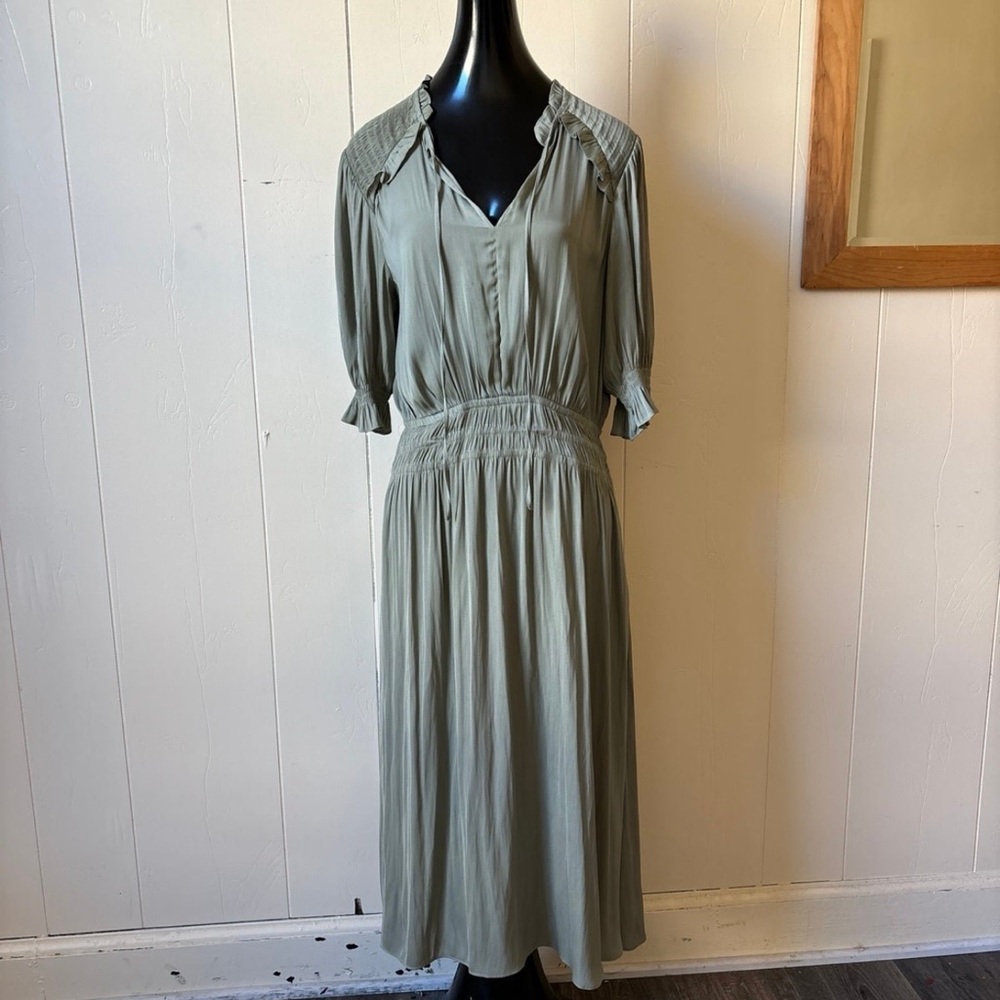 Current Air Anthropologie Cape May Midi Dress Sage Green